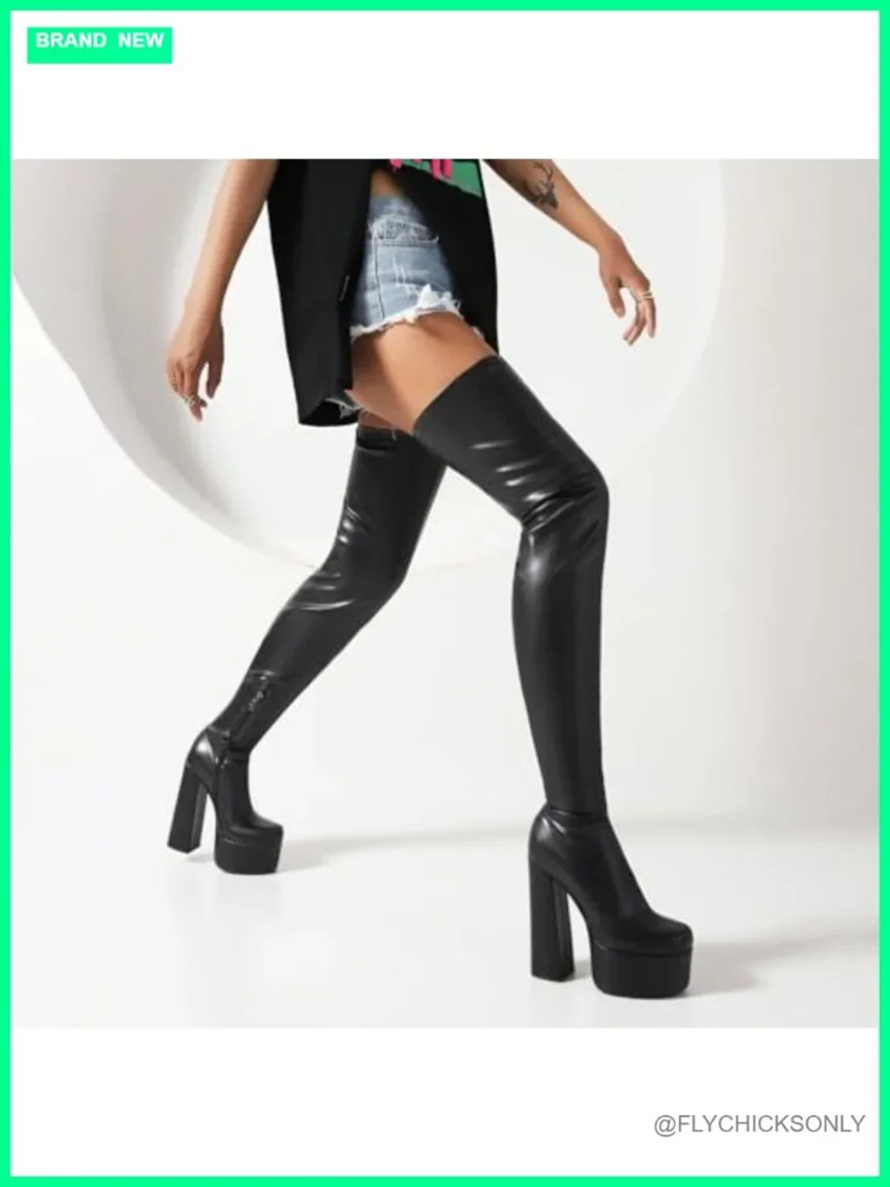Over-the-Knee Block Heel Boots for Women, Round Toe, Zip Closure
